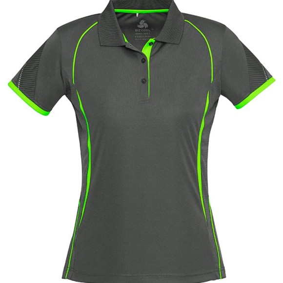 Ladies Polo Grey Fluro Green